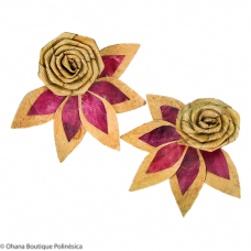 Aros Kapa Hawaii | Rosa Lauhala | 5 Pétalos Aros Kapa Hawaii | Rosa Lauhala | 5 Pétalos