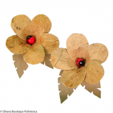 Aros Kapa Hawaii | Flor 5 pétalos | 2 hojas lauhala Aros Kapa Hawaii | Flor 5 pétalos | 2 hojas lauhala
