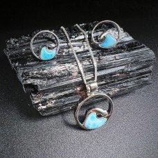 Conjunto Ola de Mar | Plata Esterlina 925 | Larimar Genuino Conjunto Ola de Mar | Plata Esterlina 925 | Larimar Genuino
