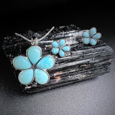 Conjunto Plumería | Plata Esterlina 925 | Larimar Genuino Conjunto Plumería | Plata Esterlina 925 | Larimar Genuino