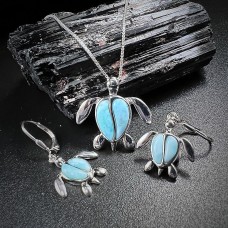 Conjunto Tortuga | Plata Esterlina 925 | Larimar Genuino Conjunto Tortuga | Plata Esterlina 925 | Larimar Genuino